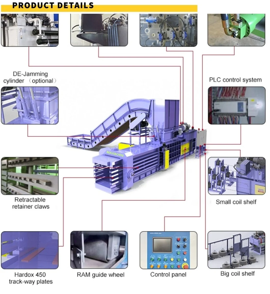 Hydraulic Horizontal Semi Automatic Waste Paper Cardboard Plastic Baler for Recycling Plant