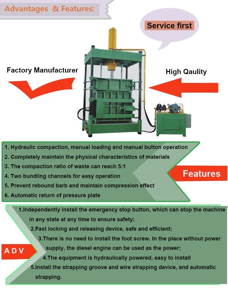 Small Model Vertical Baler for Recycling Paper Bottle Film