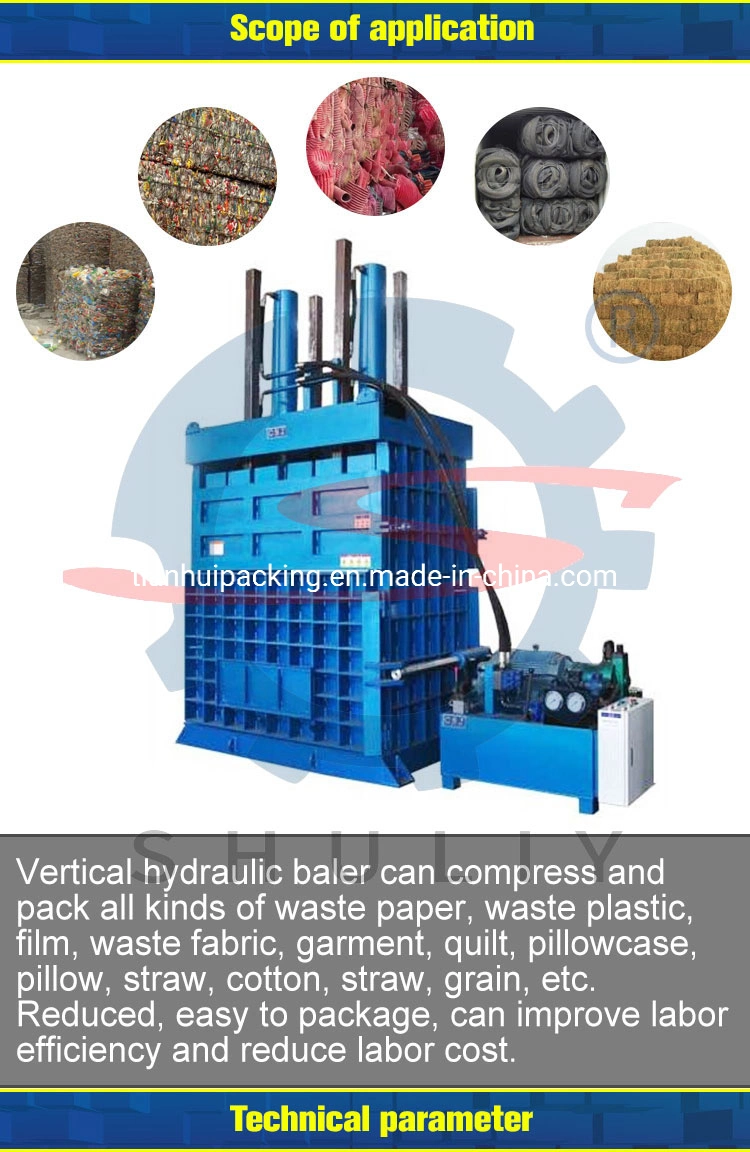 Electric Vertical Hydraulic Cotton Baler Textile Cloth Recycling Bailing Machine Hydraulic Waste Recycling Station Baler